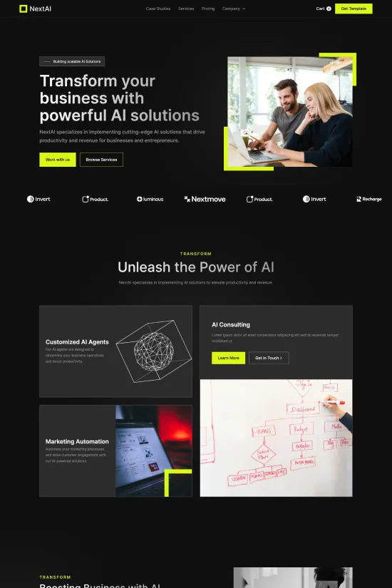 AI SaaS Black Modern Webflow website template