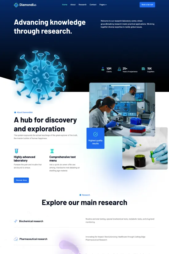 Bio Research Blue Modern Webflow Website Template