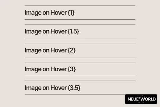 Image on Text Hover effects Webflow cloneable