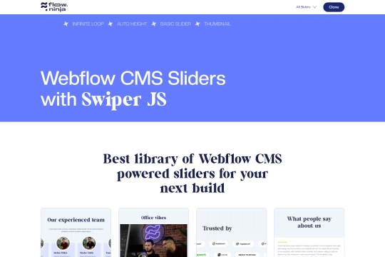 CMS Sliders with Swiper.js Webflow cloneable