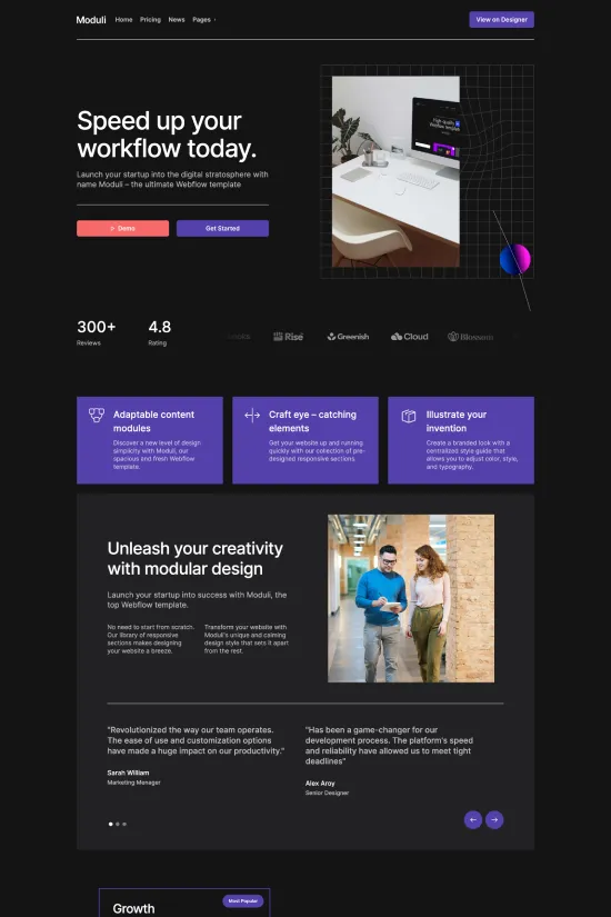 Digital Agency Dark Theme Blue Modern Webflow Website Template