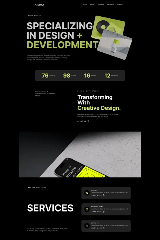 Design Studio Firms Dark Modern Webflow Website Template