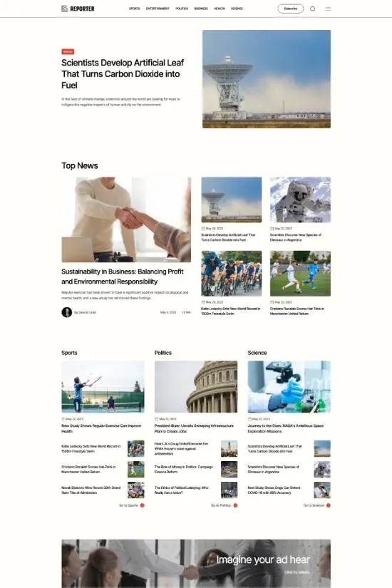 Magazine Light Blog Minimalist Webflow Website Template