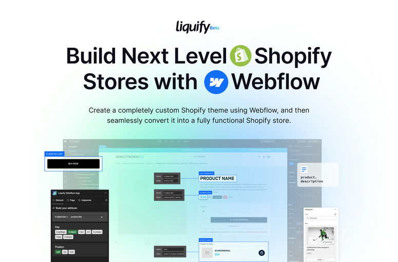 Create stunning and bespoke Shopify stores seamlessly with the Liquify.pro Webflow app. Empower your design freedom while simplifying the transition from Webflow to Shopify. Perfect for designers aiming to elevate e-commerce experiences.
