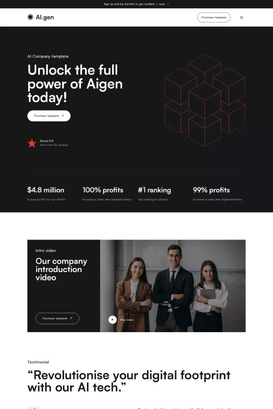 AI Monochromatic Modern Webflow Website Template