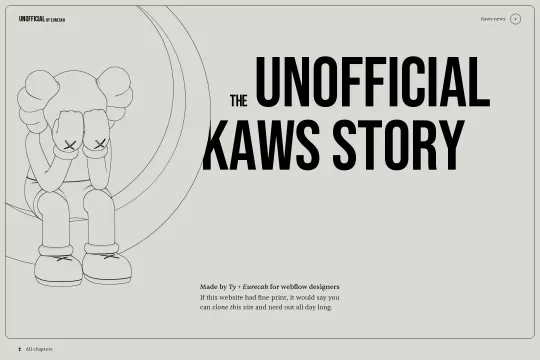 Kaws inspired storytelling Webflow cloneable