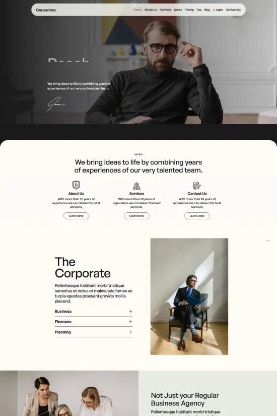 Minimalist Black and White Financial Webflow website template